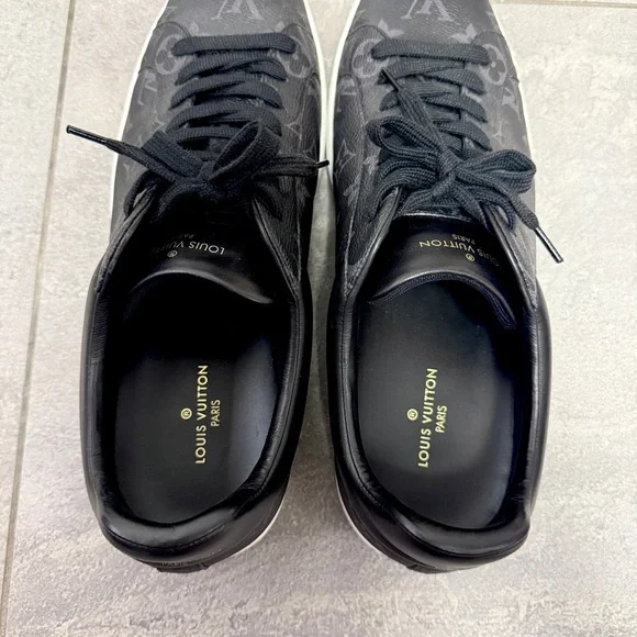 Louis Vuitton Monogram Eclipse Black Low Top Luxembourg Sneakers Trainers US9.5 - Picture 4 of 11